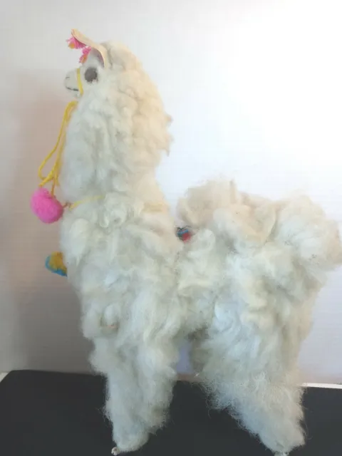 Llama Alpaca White Fur Doll 13" Plush Natural Fair Trade Peru