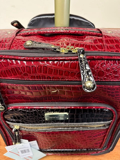 New Samantha Brown Classic Croc Underseat Wheeled Bag 15" Carryon Burgundy 2