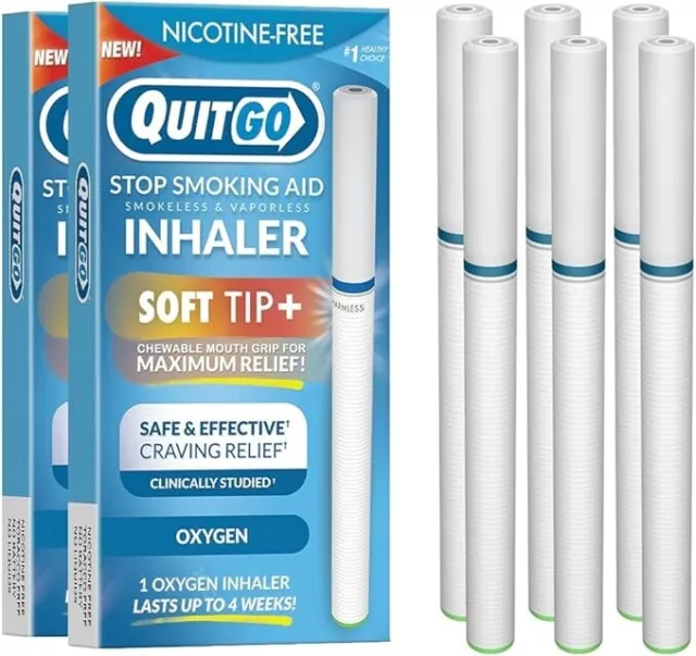 QuitGo Quit Smoking Inhaler Soft-Tip Smokeless Vapor-Less Nicotine-Free  Oxygen