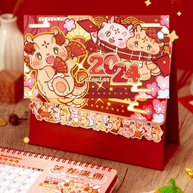 CHINESE DRAGON NEW Year 2024 Calendar Standing Flip Calendar Student