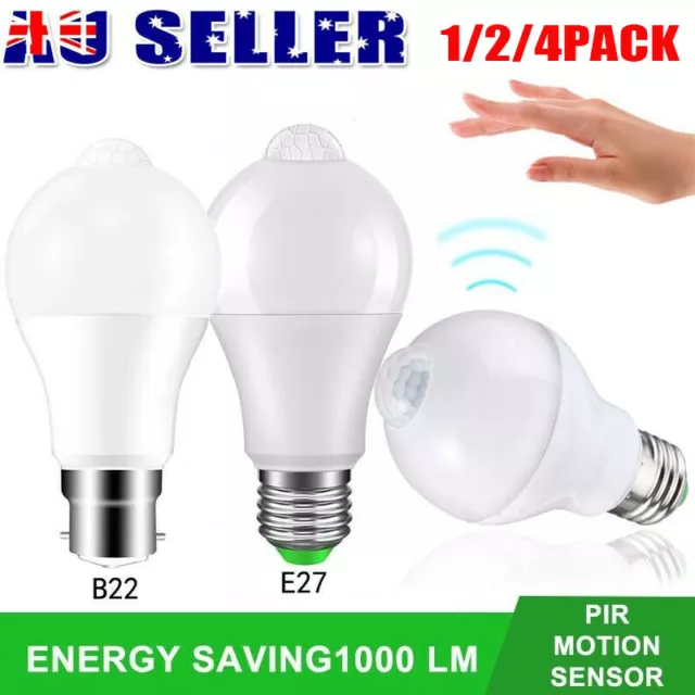 1/2/4PCS B22 E27 PIR Sensor Motion 12W  Smart LED Bulb Light Lamp Energy Saving