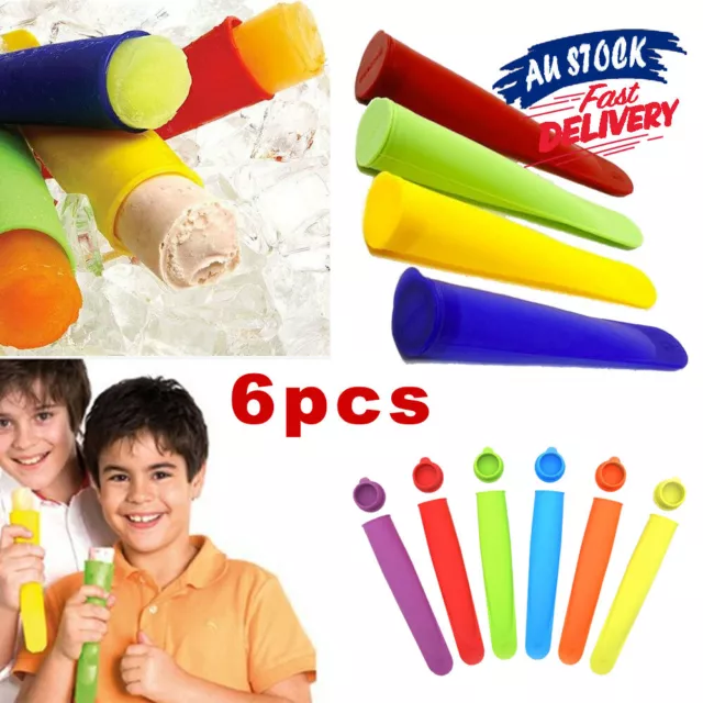 6Pcs Safe Pole Jelly Popsicle Maker Ice Cream Block Molds Icy Silicone Pop Mould