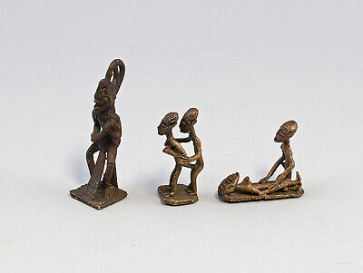 99839118 3 Erotic Gold Weights Ghana Gelbguss/Bronze H4, 5bis8cm