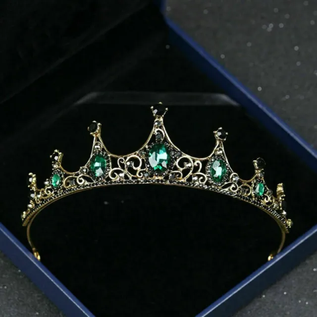 Vintage Green Crystal Bridal Crown Headwear Wedding Tiara Headband Hair