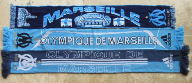 Lot 3 écharpe ALLEZ L OM OLYMPIQUE DE MARSEILLE supporter scarf ADIDAS