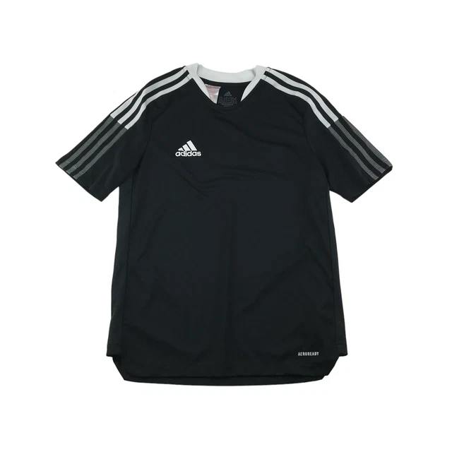 Adidas Sports Top Età 13 nero design a tre righe colletto bianco