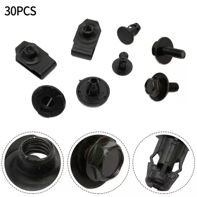 High Quality Guard Clips Bolts Replacement 30Pcs/Set Accessories Black