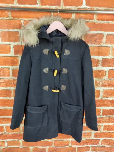Girls Coat Age 10-11 Years John Lewis Navy Blue Duffle Jacket Fitted Hood 146Cm