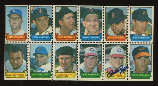 Pete Rose Signed 1969 Topps Baseball STAMPS Uncut Sheet (12) AUTO w/ HOFers Pete Rose Signed 1969 Topps Baseball STAMPS Uncut Sheet (12) AUTO w/ HOFers