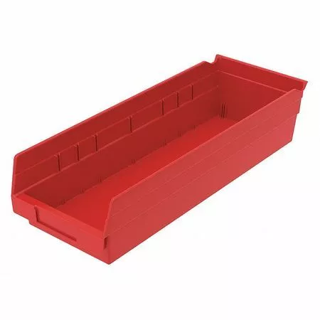 Akro-Mils 30138Red Shelf Storage Bin, Red, Plastic, 17 7/8 In L X 6 5/8 In W X