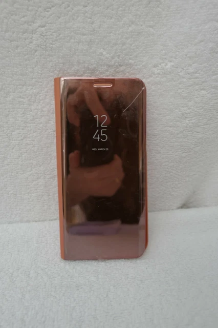 Clear View Standing Cover Flip Mirror for Galaxy S6 Edge Plus, Rose Gold NEW