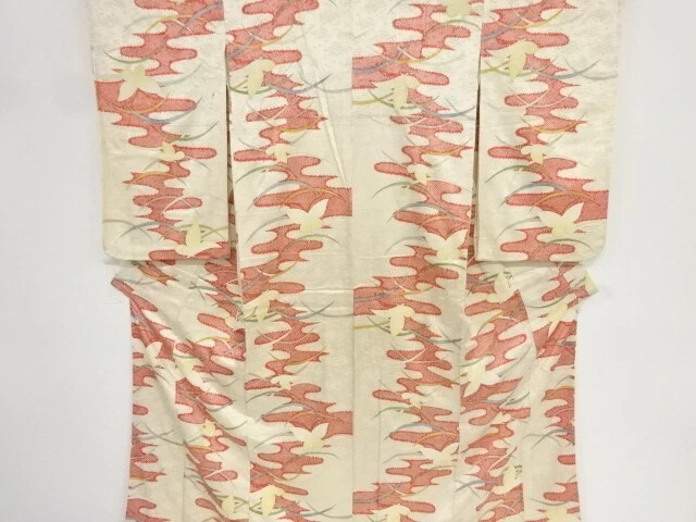 83158# Japanese Kimono / Antique Furisode / Haze With Butterfly