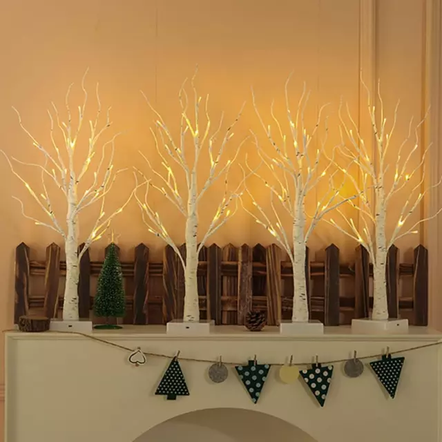 Lighted Birch Tree, 4 Pack 2FT Tree Indoor, Battery Operated Artificial Tree