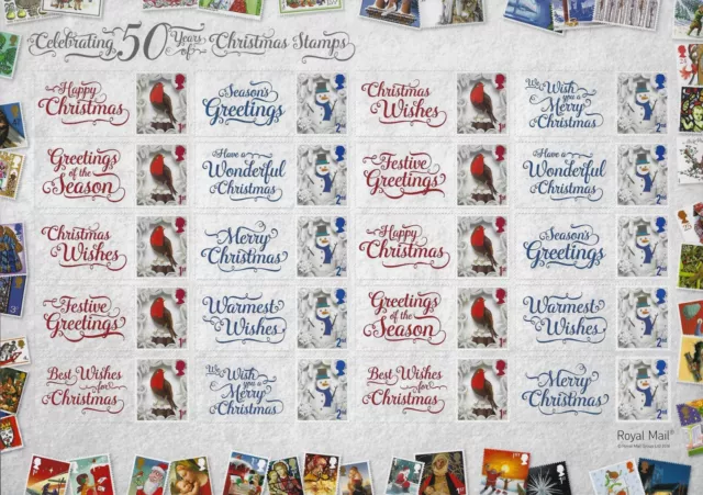 2016 Celebrating 50 Years of Christmas Stamps Smiler sheet LS103