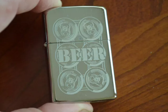 ZIPPO Lighter, 24720 - Six Pack of Beer Cans, Hi-Pol Chrome, 2010, Sealed, M1160