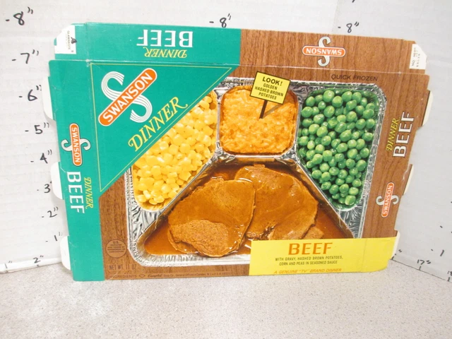 SWANSON 1960s BEEF hash brown corn peas TV dinner vintage frozen food box