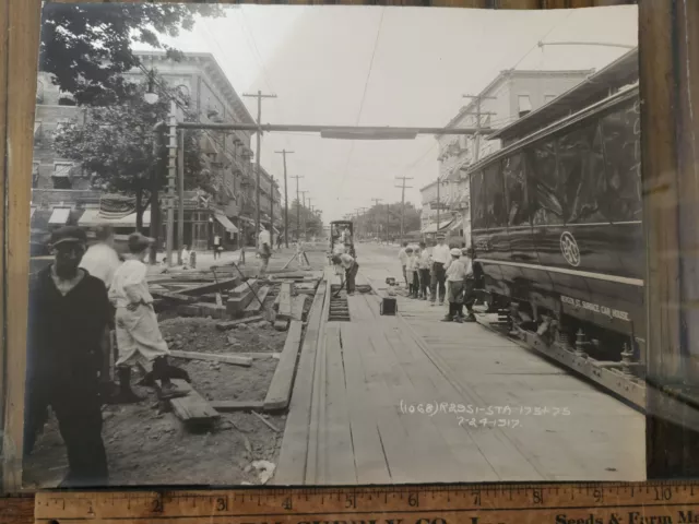 ORIGINAL 1917 NOSTRAND@Glenwood 7.5x9.5 Photo BRT Trolley Brooklyn New York City