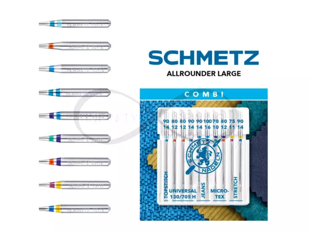 10x Schmetz Allrounder Combi Mixed Sewing Machine Needles for John Lewis Models
