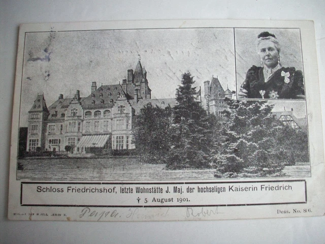 1901 EMPRESS FREDERICK p'card death notice marked Cronberg day funeral.