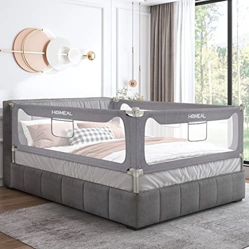 Bed Rail for Toddlers, Upgrade Toddler Bed Rails, 74.8" * 30" (One Side) Grey