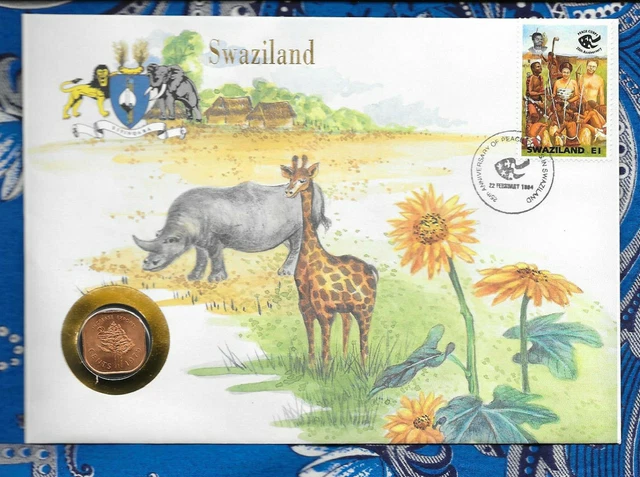 E Coins of All Nations Swaziland 1975 2 Cent UNC KM#22
