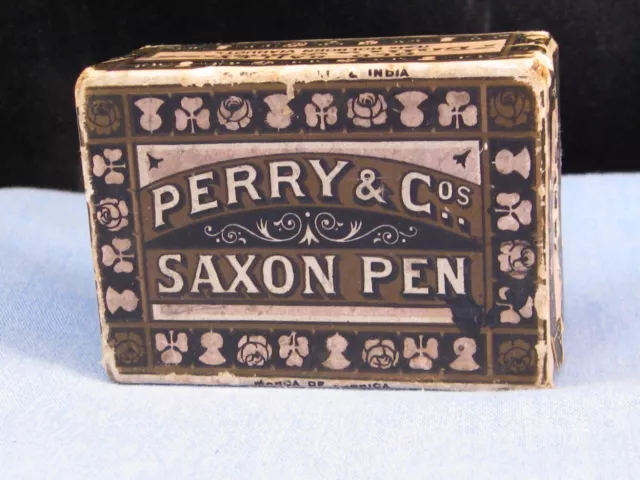 Perry & Co Saxon Dip Pen Nibs Nib Antique Old Bailey Box Rose Thistle Shamrock