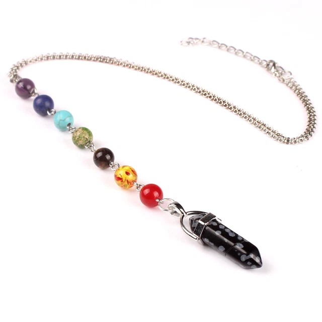 Natural Snowflake Obsidian GemStone Pendulum Chakra Necklace Gemstone Wholesale