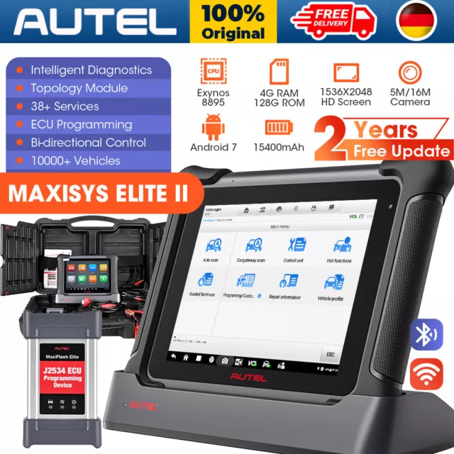 Autel MaxiSys Elite II PK MS919 MS909 OBD2 Diagnosegerät J2534 ECU Programmier