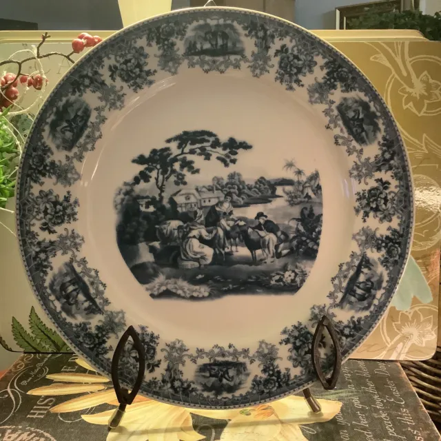 Blue & White~10.5” Accent Plate~Toile/Staffordshire Farm/18th Century People~