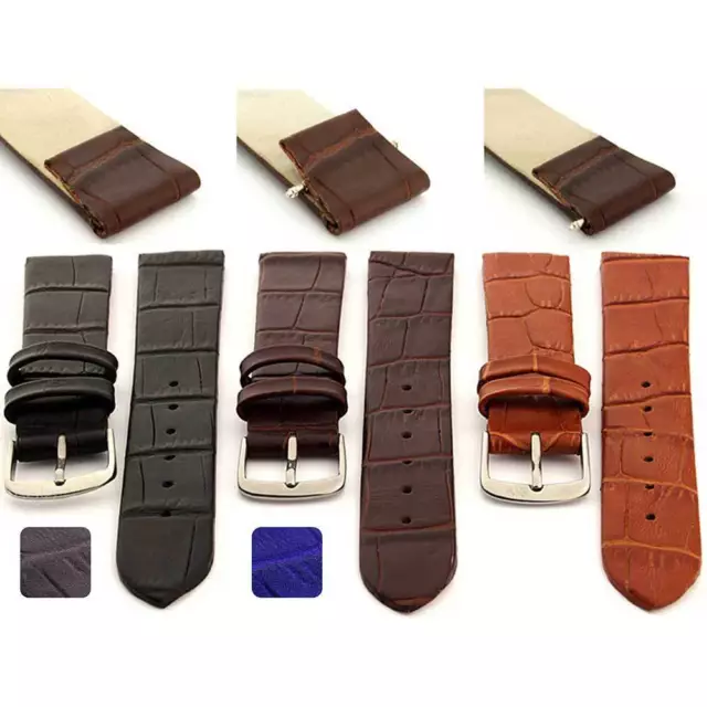 Open Ended Genuine Leather Watch Strap Band Men's Women's 16 18 20 22 Croco MM