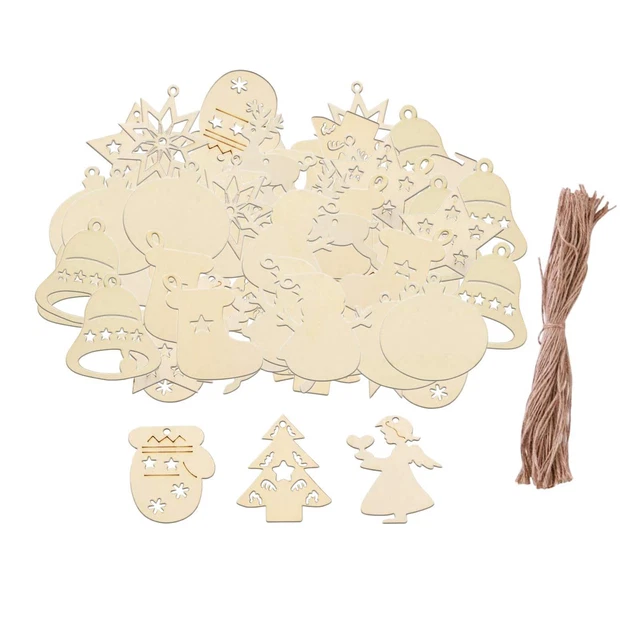 100 Stück Holzstücke unlackiert Holzformen Scheiben Tags für Geschenke zu 2