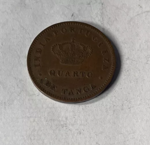 INDIA:  PORTUGUESE QUARTO DE TANGA 1886 Coin