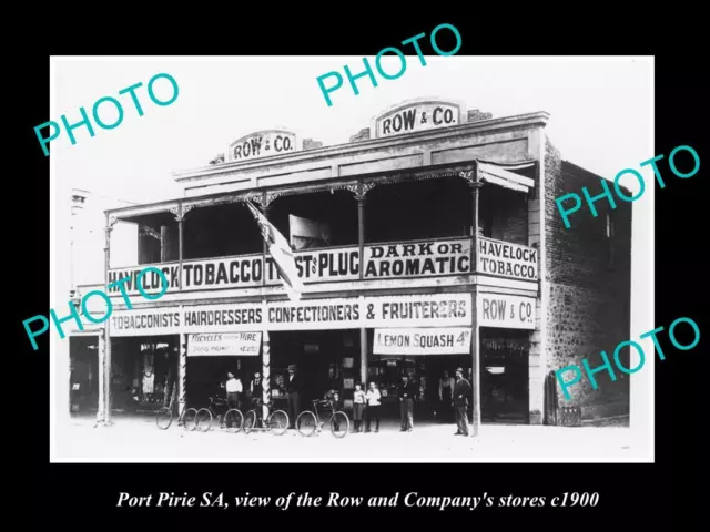 OLD LARGE HISTORIC PHOTO OF PORT PIRIE SA VIEW OF THE ROW & Co STORE c1900
