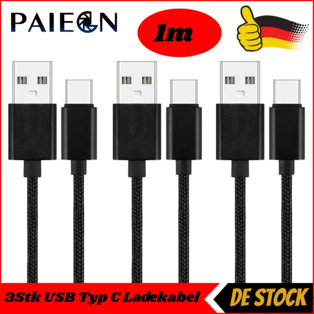 3 Stk USB Type C Kabel USB C Schnell Ladekabel für Samsung Galaxy iPhone 15 Pro