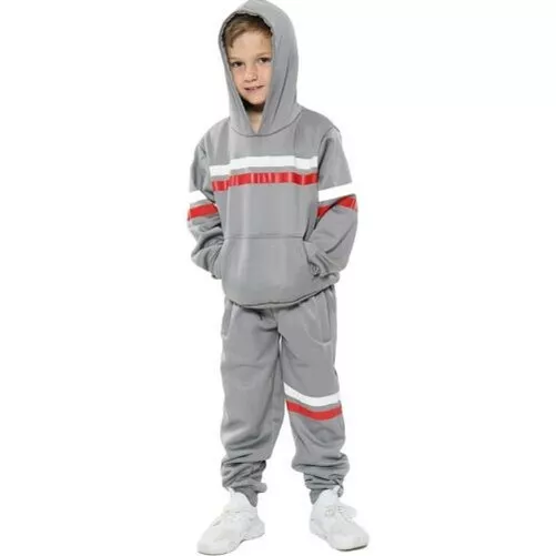 Bambine Ragazzi Tuta da Ginnastica Grigio Pile con Cappuccio Jogging Top Fondo