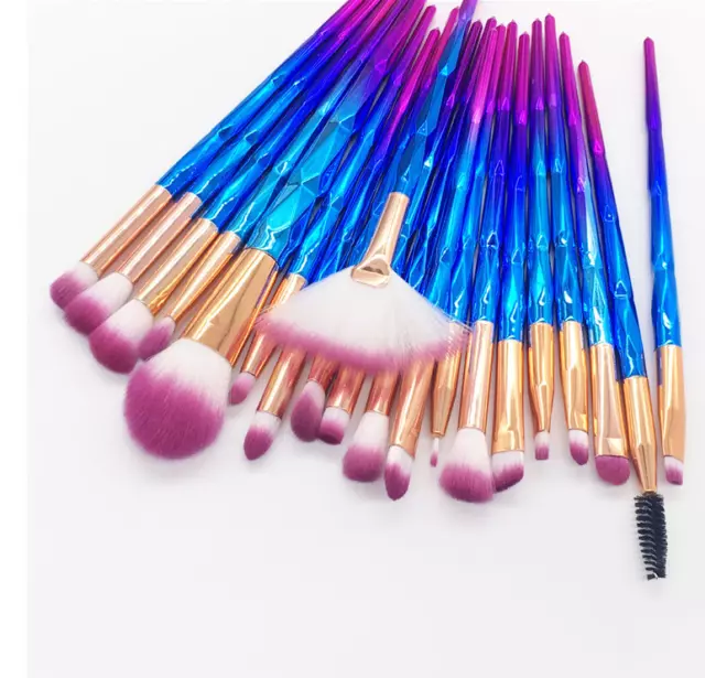 20PCS Eye Make-up Brushes Diamond Unicorn Eyeshadow Eyebrow Blending Brush Set 2