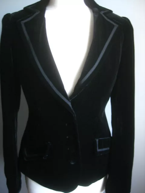 M&S VELVET SILK JACKET 10 8 PER UNA TUX DJ Ladies black BLAZER elegant smart