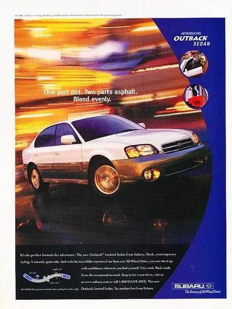 2000 Subaru Outback Sedan Original Advertisement Print Art Car Ad K40