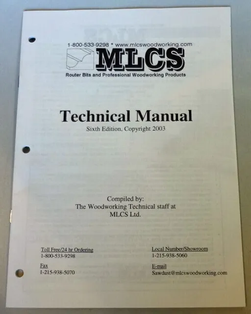 MLCS Woodworking Technical Manual 2003 6th Edition Paper Manual Guide Projects