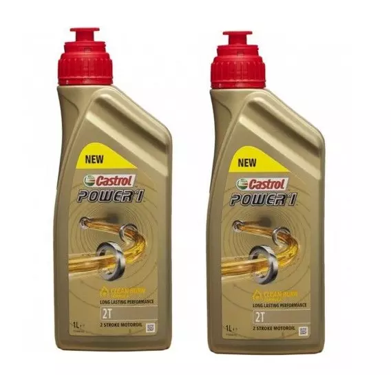 2 Lt Olio Miscela Sintetico Motore Moto Scooter 2 Tempi Castrol Power 1 2T Tempi