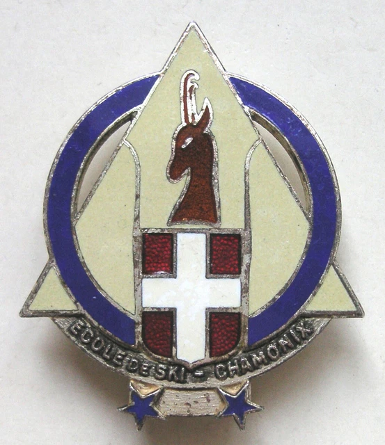 Ancien Insigne ESF - École Du Ski Français - Chamois - Métal Et Cuir