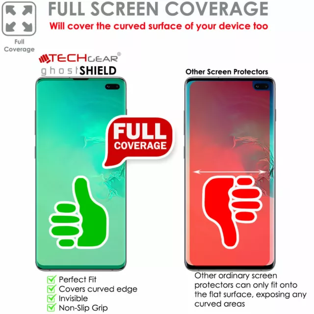 2x TECHGEAR (TPU) FULL COVERAGE Screen Protectors for Samsung Galaxy S10 Plus 3