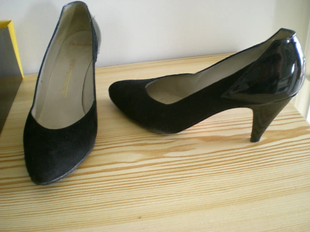 Escarpins Luciano Padovan Pointure 38 - Vernis Noir Marron Rouille, Talons Aiguilles