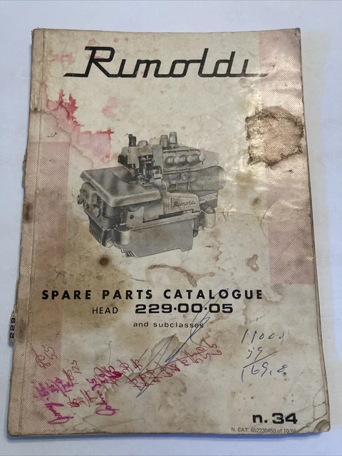 Lista de repuestos de máquina de coser industrial Rimoldi 229 00 05 subclases