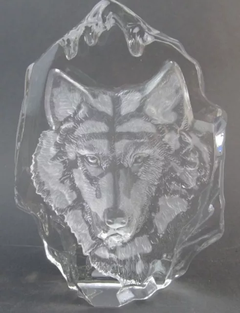 Wolf 3-D Crystal Block-Sculpture  Approx Size 16cm High 2