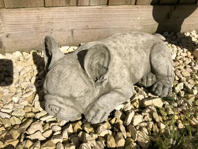 Reconstituted Stone French Bulldog Statue | Vintage Concrete Garden Ornament 2