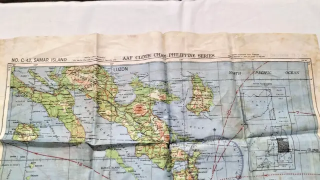 WWII WW2 USA Pilots Silk Escape Map Philippines Army Air Force Military Map #2 3