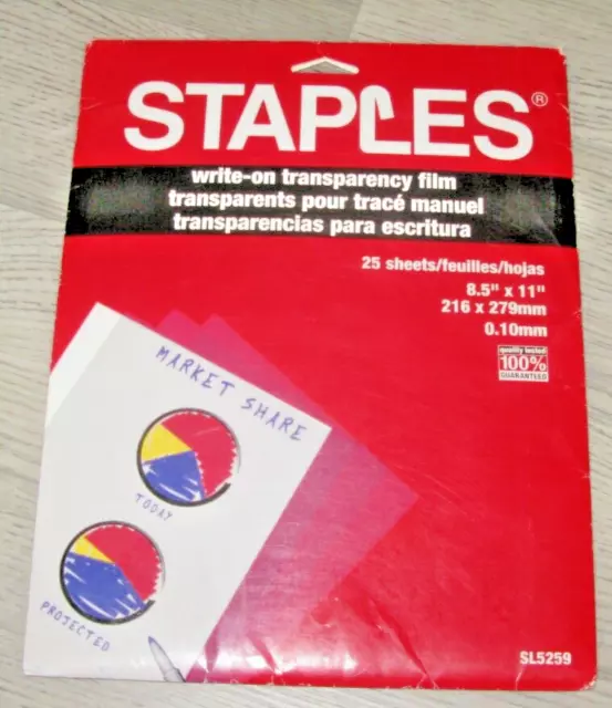 Staples Write On Transparency Film 27 Sheets 8.5" x 11" SL5260