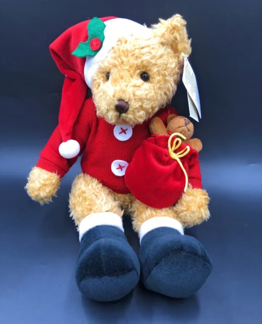 Vintage Russ Sammy Santa Claus 12" Plush Teddy Bear Christmas Decoration Toy