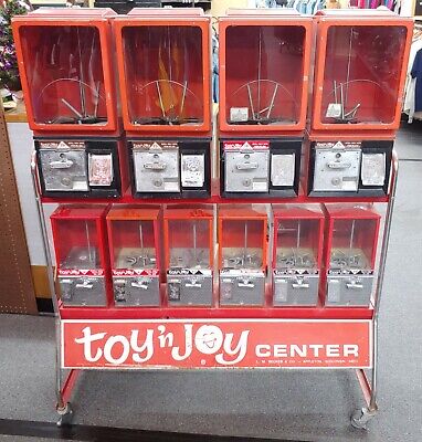 Vintage Toy ‘n Joy Center 10 Vending Machines with Wheeled Display
